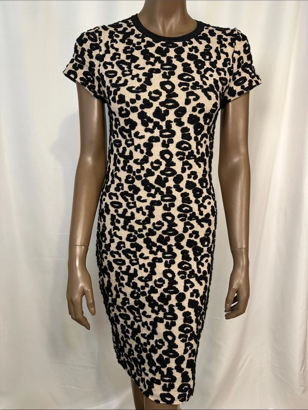 Free People Animal Print Embroidered Knit Sheath Dress
